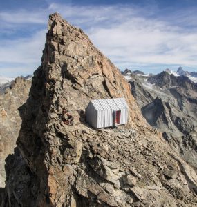 alpine shelter perched on the mountain