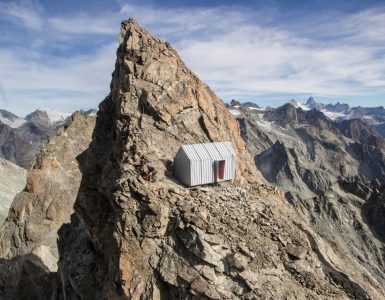 alpine shelter perched on the mountain