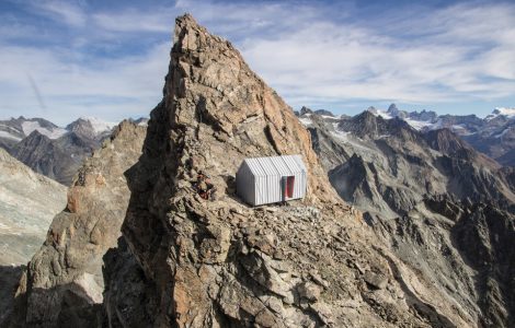 alpine shelter perched on the mountain