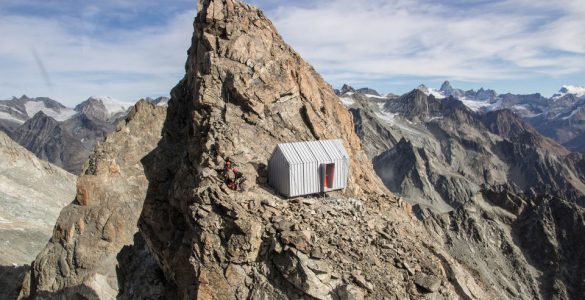 alpine shelter perched on the mountain