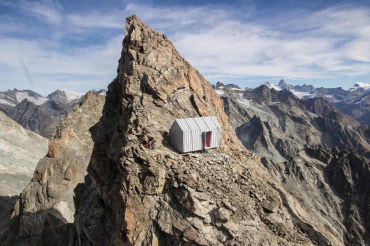 alpine shelter perched on the mountain