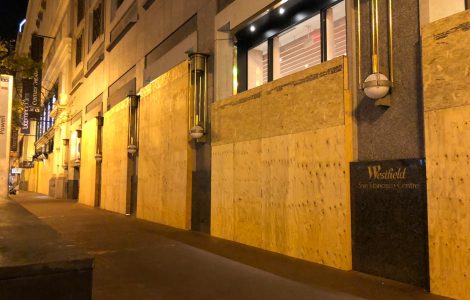 San Francisco Stores Boarded Up on COVID crisis